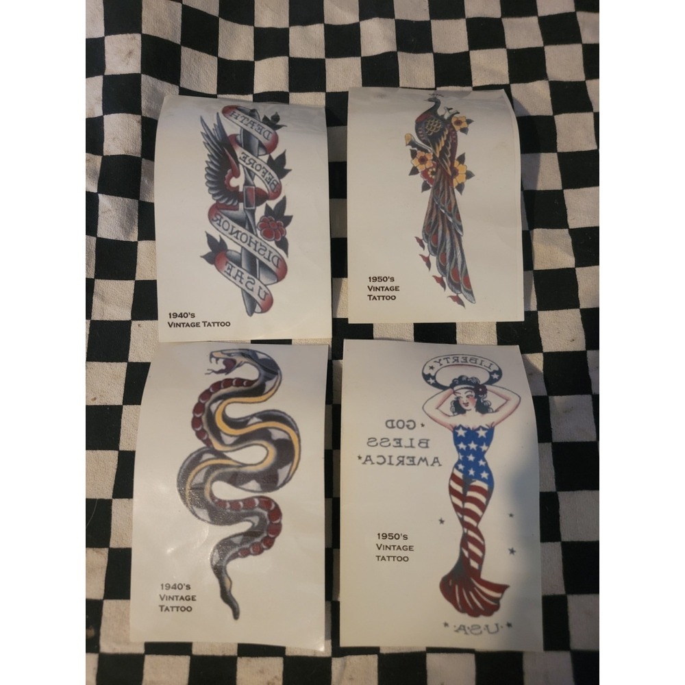 Tinsley Transfers Vintage Style Temporary Tattoos Lot of 4 Retro Flash‎